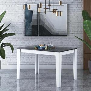 Set masa si 4 scaune Elegant, living - bucatarie, alb - negru marmorat