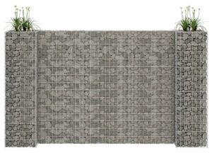 Jardinieră gabion în formă de H, sârmă oțel, 260 x 40 x 150 cm