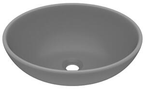 Chiuvetă de lux, gri închis mat, 40x33cm, ceramică, formă ovală