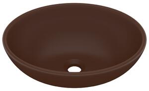 Chiuvetă de lux, maro mat, 40 x 33 cm, ceramică, formă ovală