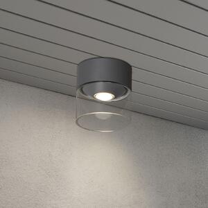 Konstsmide Plafonieră LED exterior Varese gri cilindru sticlă, Gri, Metal, Modern