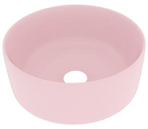 Chiuvetă de baie lux, roz mat, 40x15 cm, ceramică, rotund