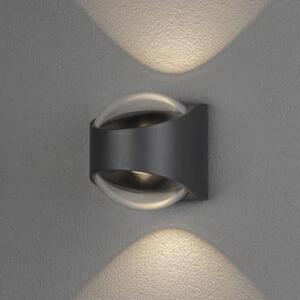 Konstsmide Aplică LED de exterior Bitonto 2 fluxuri antracit, Negru, Metal, Modern