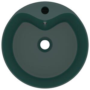 Chiuvetă de lux cu preaplin verde închis mat 36x13 cm ceramică