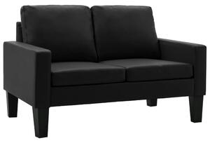 Canapea cu 2 locuri, negru, piele ecologică