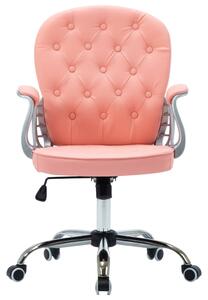 Scaun de birou pivotant, roz, piele ecologică