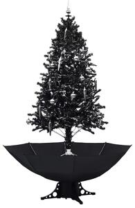 Brad de Crăciun cu ninsoare și bază umbrelă, negru, 190 cm, PVC