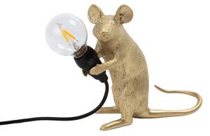 Lampă de masă SELETTI, Mouse Lamp Valentine, Auriu / Alamă, Camera de zi, Plastic, Design