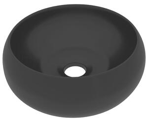 Chiuvetă baie lux, negru mat, 40x15 cm, ceramică, rotund