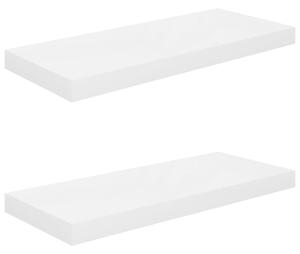 Rafturi de perete, 2 buc., alb extralucios, 60x23,5x3,8 cm, MDF