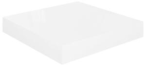 Raft de perete suspendat, alb extralucios, 23x23,5x3,8 cm, MDF
