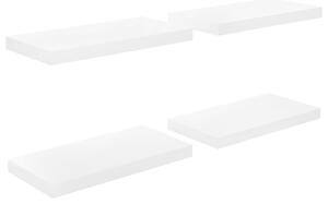 Rafturi de perete, 4 buc., alb extralucios, 50x23x3,8 cm, MDF