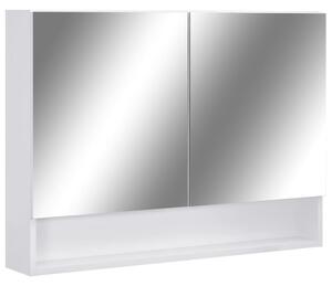 Dulap de baie cu oglindă și LED-uri, alb, 80x15x60 cm, MDF