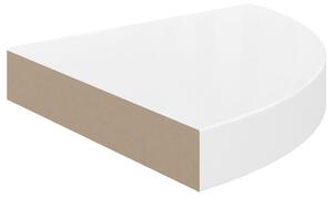 Raft colțar de perete, alb extralucios, 25 x 25 x 3,8 cm, MDF