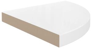 Raft colțar de perete, alb extralucios, 35x35x3,8 cm, MDF