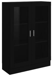 Dulap cu vitrină, negru, 82,5 x 30,5 x 115 cm, PAL