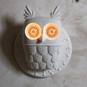 Karman aplică de perete Ti Vedo, formă bufniță, reglabil, Alb, Camera de zi / sufragerie, Ceramică, Design