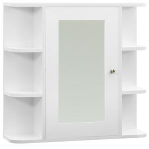 Dulap de baie cu oglindă, alb, 66x17x63 cm, MDF