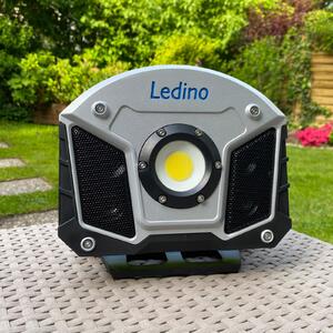 Ledino Spotlight reîncărcabil cu LED-uri claxon funcție Bluetooth, Gri, Metal