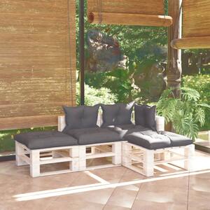 Set mobilier de grădină din paleți, cu perne, 4 piese, lemn pin