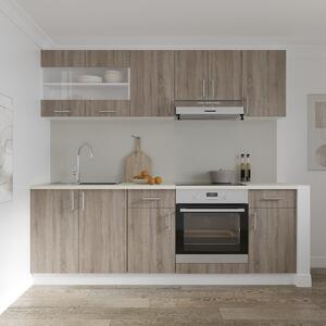 Set haaus V13, Stejar Sonoma Inchis/Alb, Blat Thermo 28 mm, L 220 cm