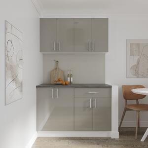 Set haaus V2, Gri Lucios/Alb, MDF, Blat Thermo 28 mm, L 120 cm