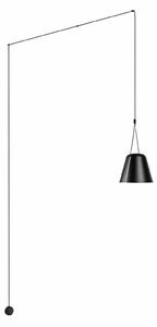 LEDS-C4 Attic lampă susp. conică descentr. negru, reglabil, Negru, Camera de zi / sufragerie, Metal, Modern