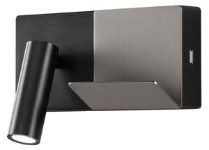LEDS-C4 Bec LED Mini Aplică de perete negru/gri, Negru, dormitor, Metal, Modern, Perete unghiular