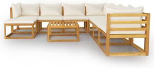 Set mobilier de grădină cu perne 9 piese crem lemn masiv acacia