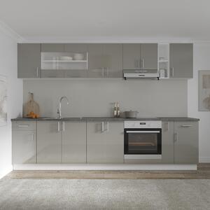 Set haaus V25, Gri Lucios/Alb, MDF, Blat Thermo 28 mm, L 300 cm