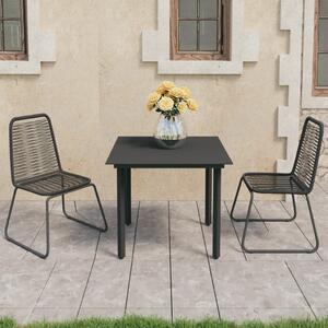 Set mobilier de masă pentru grădină, 3 piese, negru, ratan PVC