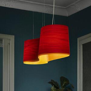 LZF LAMPS New Wave lampă suspendată, roșu/galben, reglabil, Roșu, Camera de zi / sufragerie, Lemn, Design
