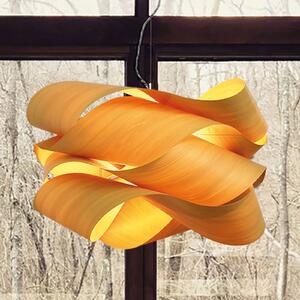 LZF LAMPS Link pendul, cablu negru Ø 69cm galben, reglabil, Galben, Camera de zi / sufragerie, Lemn, Design