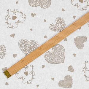 Goldea țesătură decorativă loneta - inimi bej pe fond de culoare naturală 140 cm