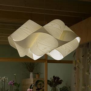 LZF LAMPS Swirl suspendată, cablu negru Ø 54cm fildeș, reglabil, Lemn, Camera de zi / sufragerie, Lemn, Design