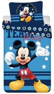 Lenjerie de pat cu desene Mickey Team - Albastră | 140 x 200 cm / 70 x 90 cm