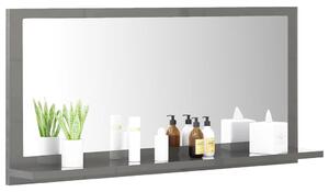Oglindă de baie, gri extralucios, 80 x 10,5 x 37 cm, PAL