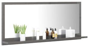 Oglindă de baie, gri extralucios, 90 x 10,5 x 37 cm, PAL