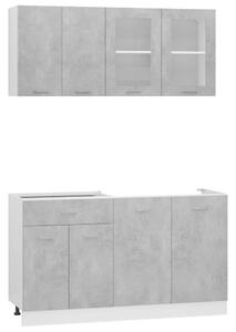 Set dulapuri bucătărie, 4 piese, gri beton, lemn prelucrat