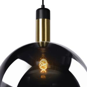 Lucide Lampă suspendată Julius, 1 bec, gri fumuriu, Ø 20 cm, reglabil, Negru, Camera de zi / sufragerie, Sticlă, Modern