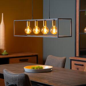 Lucide Lampă suspendată Ruben cu ramă, patru lumini, reglabil, Negru, Camera de zi / sufragerie, Metal, Modern