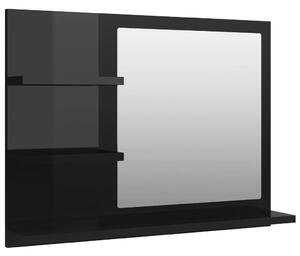 Oglindă de baie, negru extralucios, 60 x 10,5 x 45 cm, PAL