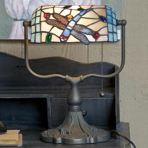 Clayre&Eef Lampă bancher Dragonfly stil Tiffany, Multicolor, Studiu / Birou, Sticlă, Tiffany, Masă alt tip de masă