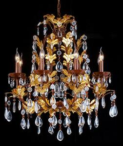 Clayre&Eef Candelabru CR12, 8 becuri, elemente din sticlă, reglabil, Multicolor, Camera de zi / sufragerie, Sticlă