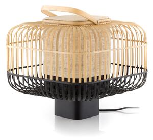 Lampă de masă Forestier, Bamboo Square S, Negru, Camera de zi, Bamboo, Design