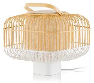 Lampă de masă Forestier, Bamboo Square S, Alb, Camera de zi, Bamboo, Design