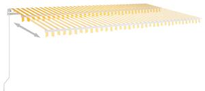 Copertină retractabilă manual, galben și alb, 600x350 cm