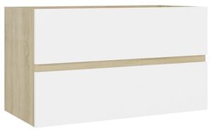 Dulap de chiuvetă, alb și stejar Sonoma, 80x38,5x45 cm, PAL