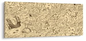 Tablou - Harta de epocă, ilustrații (120x50 cm)