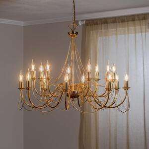 Domiluce Candelabru retro, 16 brațe, auriu, reglabil, Auriu / Alamă, Camera de zi / sufragerie, Metal